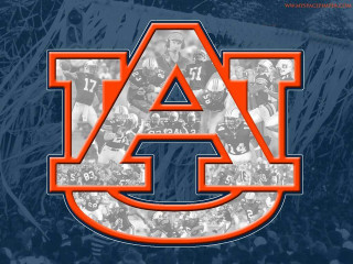 Auburn football collage blue background - vector art free wallpaper