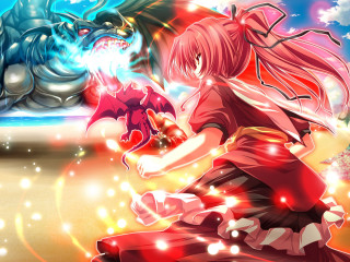 Girl red dress red dragon - a red dragon free wallpaper