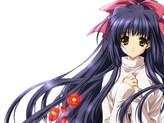 Girl black hair red bow 2 - a red bow free wallpaper