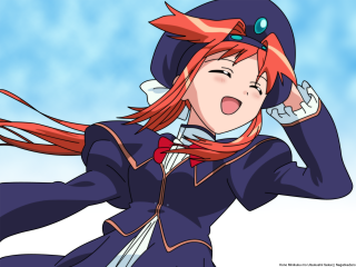 Red haired woman kyoto uniform - a cartoon of a woman free wallpaper