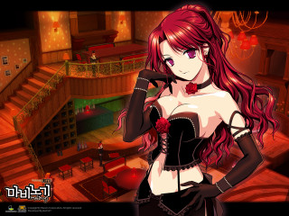 Gothic rose portrait redhair redflower - dark background free wallpaper