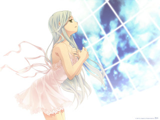 Girl long hair dress window - flowing hair free wallpaper