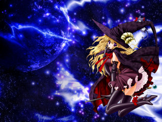 Witch flying broom hat anime - a broom free wallpaper