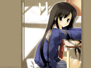 Girl pony tail chair window - her knee free wallpaper