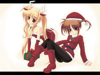 Anime christmas reindeer santa girls - outfit free wallpaper