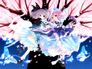 Anime butterflies ghosts cherry blossoms - butterfly free wallpaper
