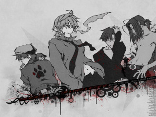 Anime gothic group blood wall - lineart free wallpaper