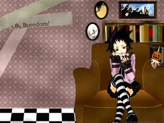 Girl sitting room gothic clock - madhouse free wallpaper