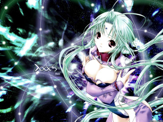 Woman purple outfit starry sky - holography free wallpaper