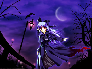Purple dress full moon gothic - full free wallpaper