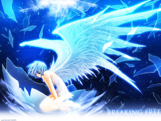 Angel wings fantasy anime night - a blue sky background free wallpaper