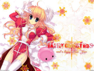 Girl red dress pink pig - merry free wallpaper
