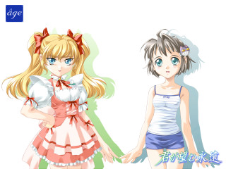Anime girls holding hands dress - shirt free wallpaper for desktop