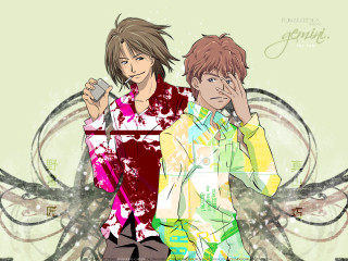 Anime 2boys phone cigs green - a phone free wallpaper