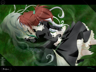 Anime girls gothic nature redhair - white dress free wallpaper