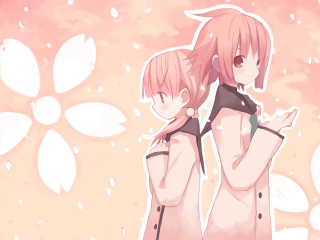 Anime girls cherry blossoms pink - symmetry!! free wallpaper