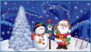 Christmas santa snowman candycane tree - candy cane free wallpaper