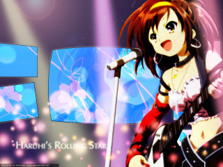 Girl guitar stage lights microphone - a guitar in front free wallpaper