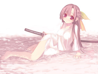 Woman sword water pink white - a sword free wallpaper