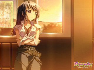 Woman portrait anime gun crossed - front of her free wallpaper