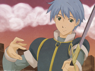 Blue haired man sword cloud - blue hair holding free wallpaper