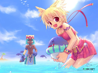 Cartoon water beach sky ocean - free bikini wallpaper