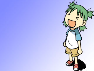 Cartoon boy green hair shorts - a shadow free wallpaper