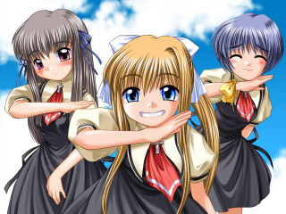 Anime girls blue eyes school - a picture together free wallpaper