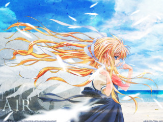 Beach woman long hair blue - overhead free wallpaper