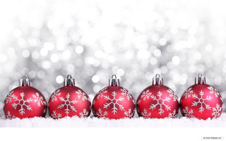 Red christmas ornaments snow silver - ground free wallpaper