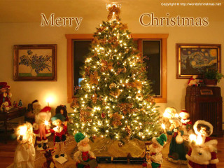 Christmas tree lights decorations living - merry free wallpaper