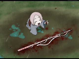 Cartoon zombie blood splatter weapon - bloody free wallpaper