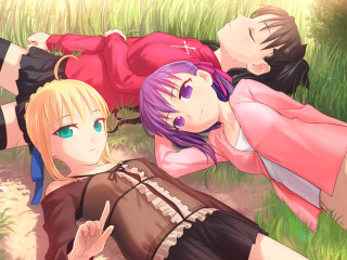 Couple people laying green field - a lush green field next free wallpaper
