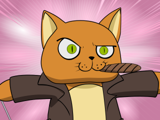 Cartoon cat jacket tie pink - a jacket free wallpaper