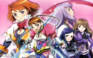 Anime group pink background blue - hint of yayoi kasuma free wallpaper