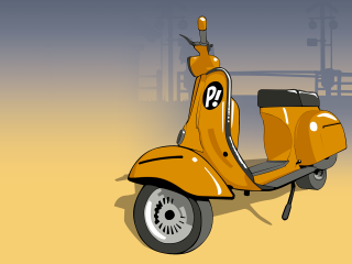 Yellow scooter yellow room black - duccio free wallpaper
