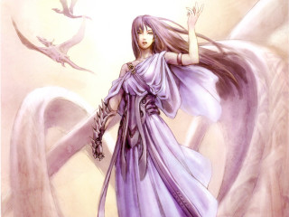 Purple dress woman bird fantasy - amano free wallpaper