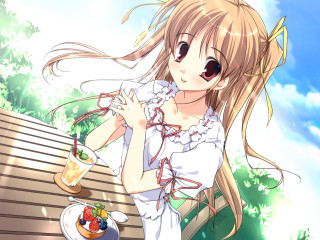Girl white dress fruit drink - a white dress holding free wallpaper