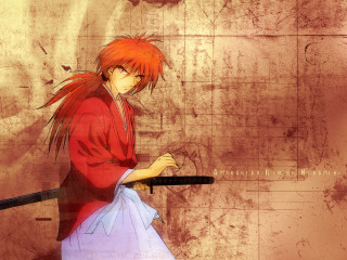 Red hair samurai kimono pony - grungy free wallpaper
