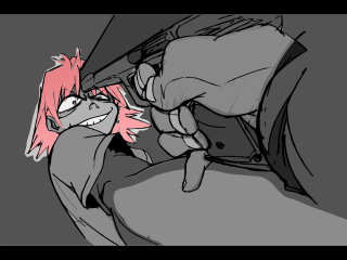 Pink hair knife action comic - action scene free wallpaper