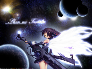 Anime girl wings space planet - planet free wallpaper