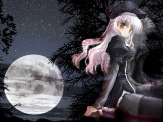Witch girl fullmoon anime gothic - a full moon free wallpaper