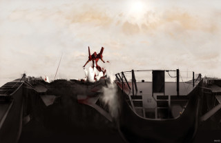 Skateboarder ramp sky clouds matte 2 - matte painting concept art free wallpaper