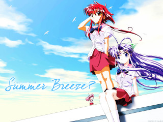 Summer breeze anime girls ocean - a ledge free wallpaper