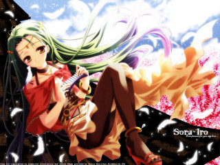 Girl angel wings sword green - a ledge free wallpaper