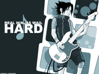 Man guitar music notes wall - real free wallpaper