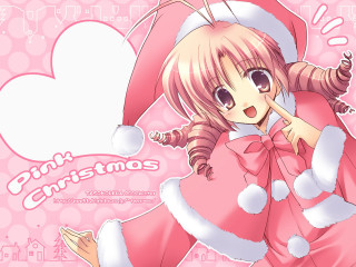 Pink christmas girl santa hat - a pink heart free wallpaper