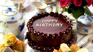 Chocolate cake happy birthday tea - exquisite free wallpaper