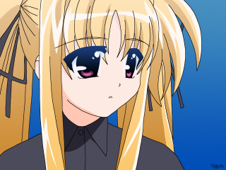 Anime girl blonde hair blue 12 - serious free wallpaper