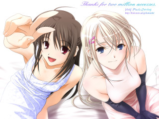 Two anime girls bed thank - a bed free wallpaper